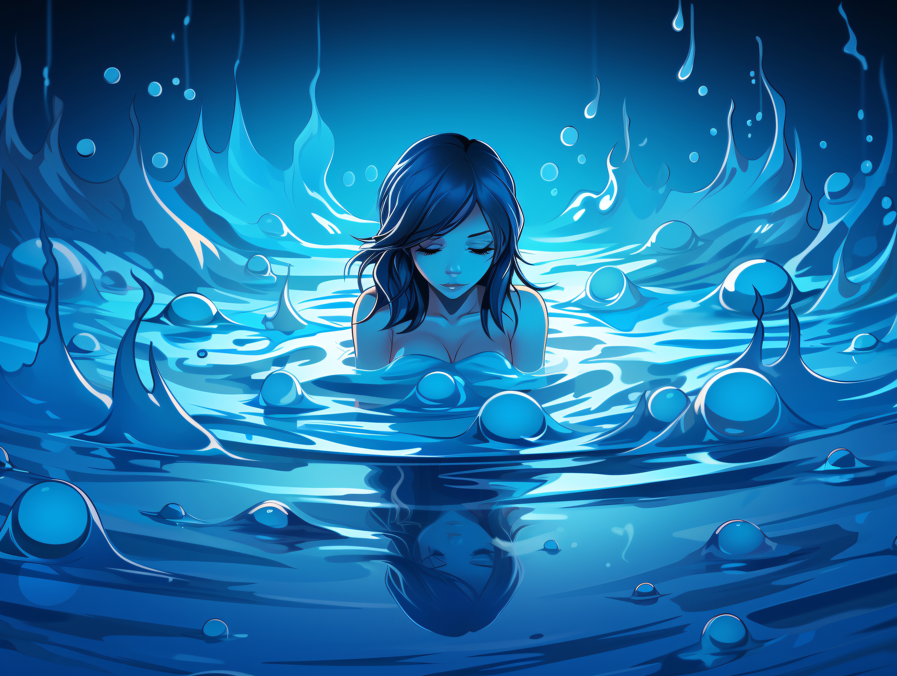 Woman anime character underwater (2)